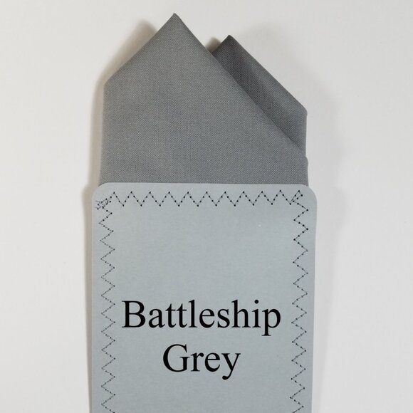 New - Battleship Grey Cotton Pre-Folded Pocket Square Handkerchief Insert - Picture 3 of 7